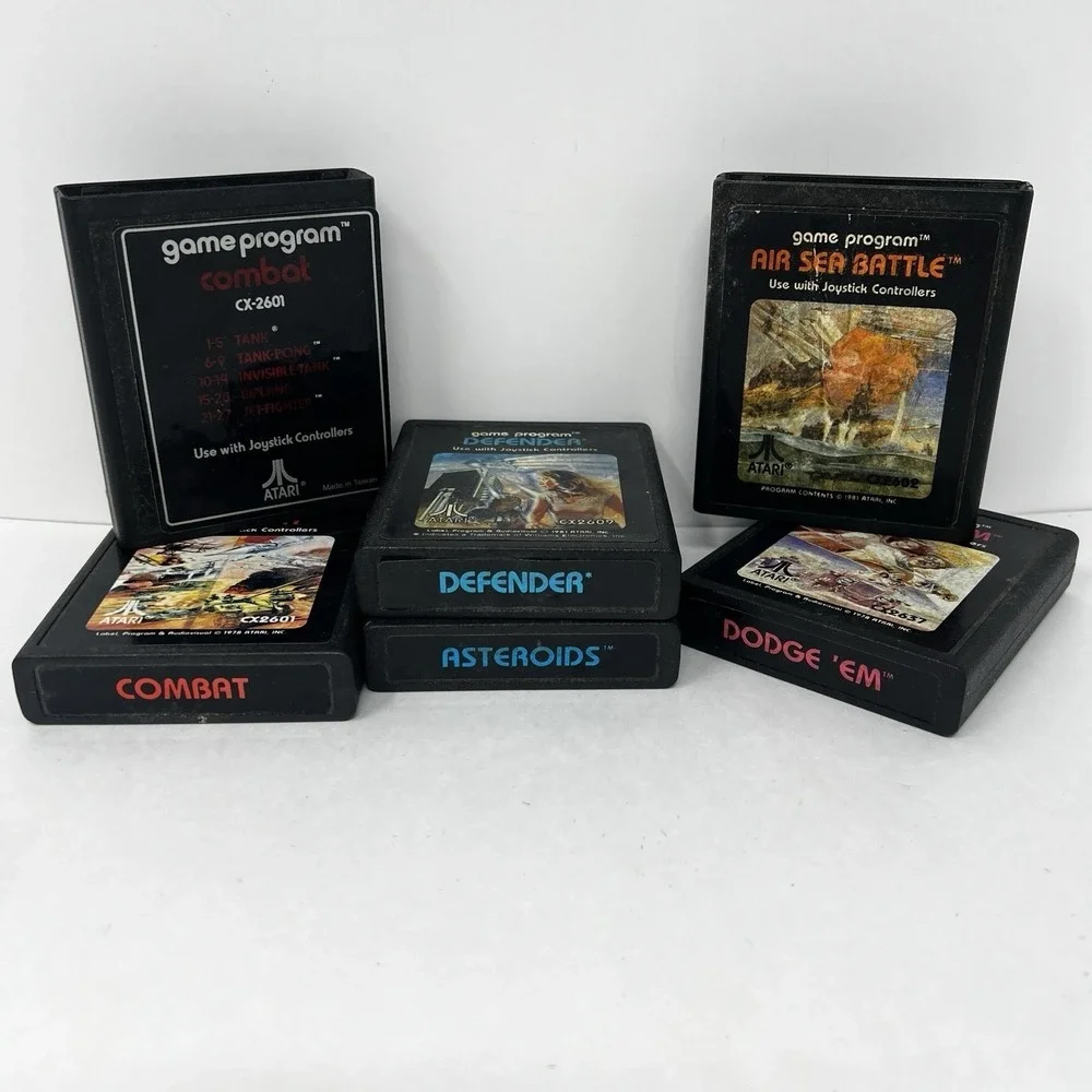 Atari 2600 Games Lot of 6 Combat Defender Asteroids Air Sea Battle Dodge